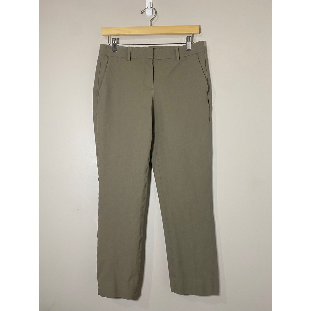 Theory Izelle C Jetty Khaki Brown Straight Leg Dress Pants Womens 4 F10106231